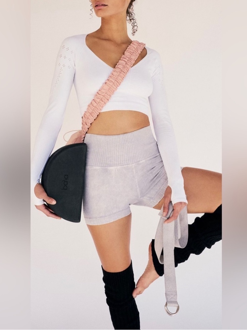 Free People Movement Good Karma Seamless Compression Bike Short XS/S Grey Silver